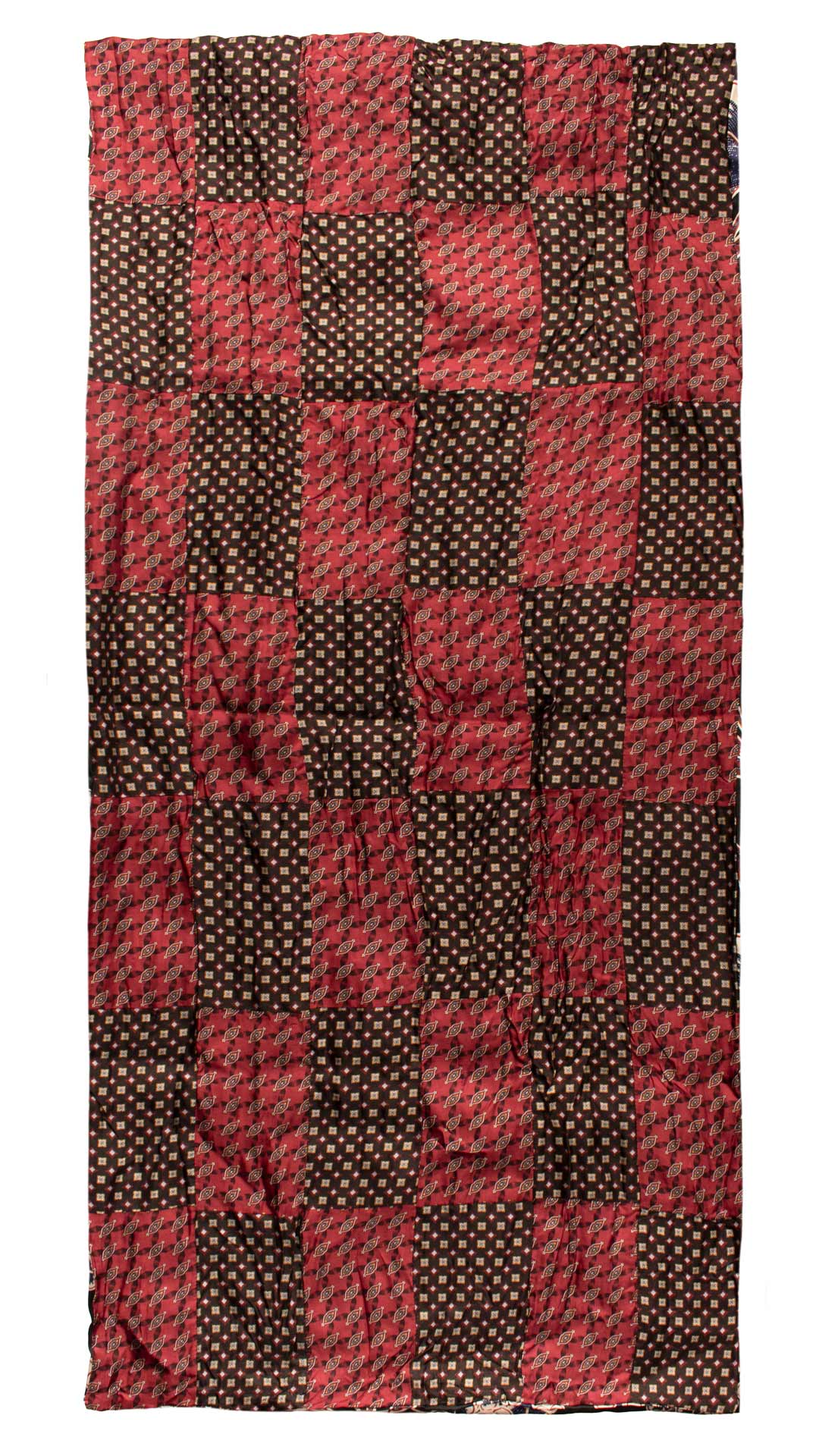 Sciarpa di Seta Rosso Marrone Vintage Patchwork Fantasia Multicolor S763 Made in Italy Graffeo Cravatte Intera