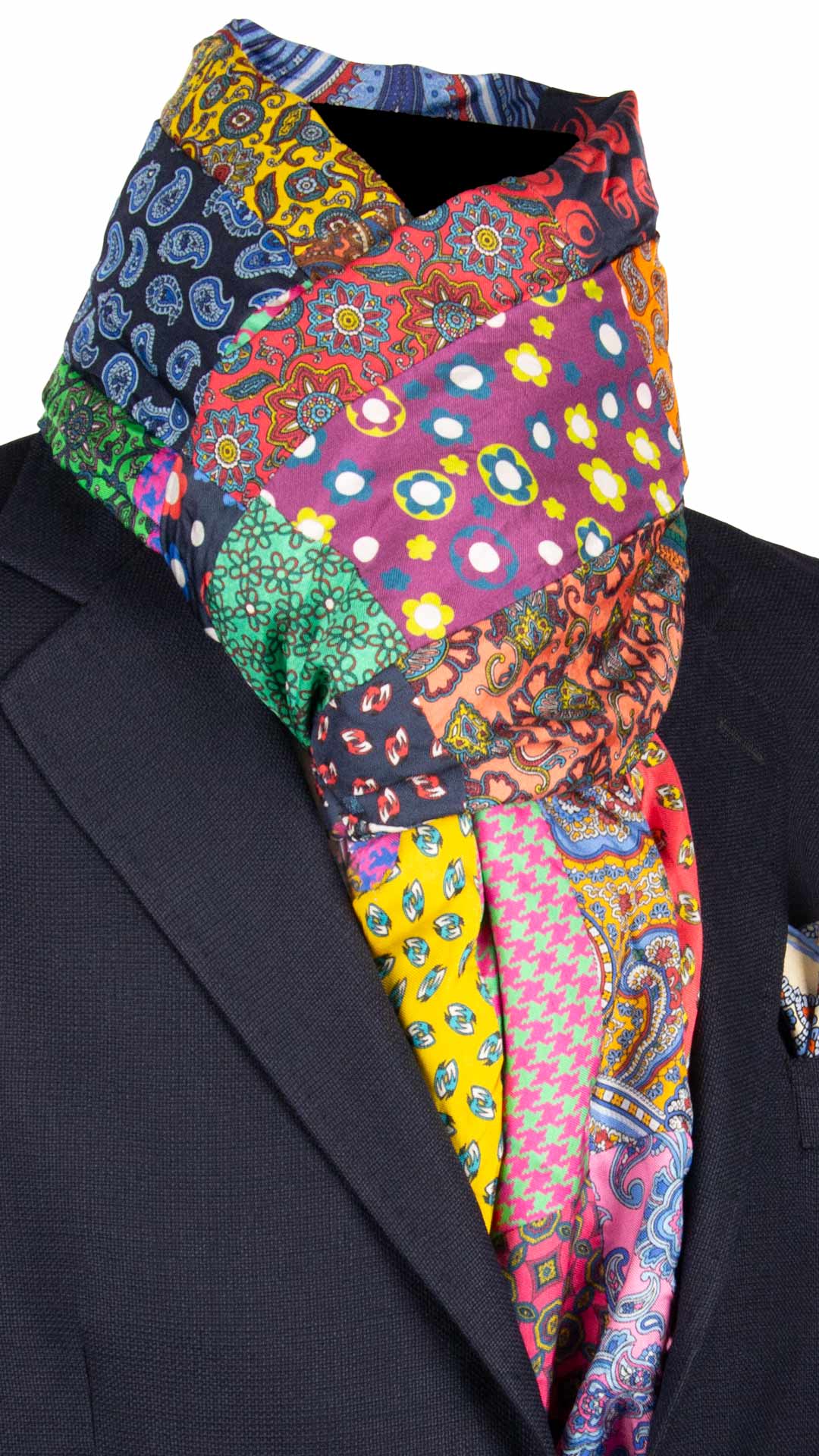 Sciarpa-di-Seta-Vintage-Patchwork-Fantasia-Multicolor- S650