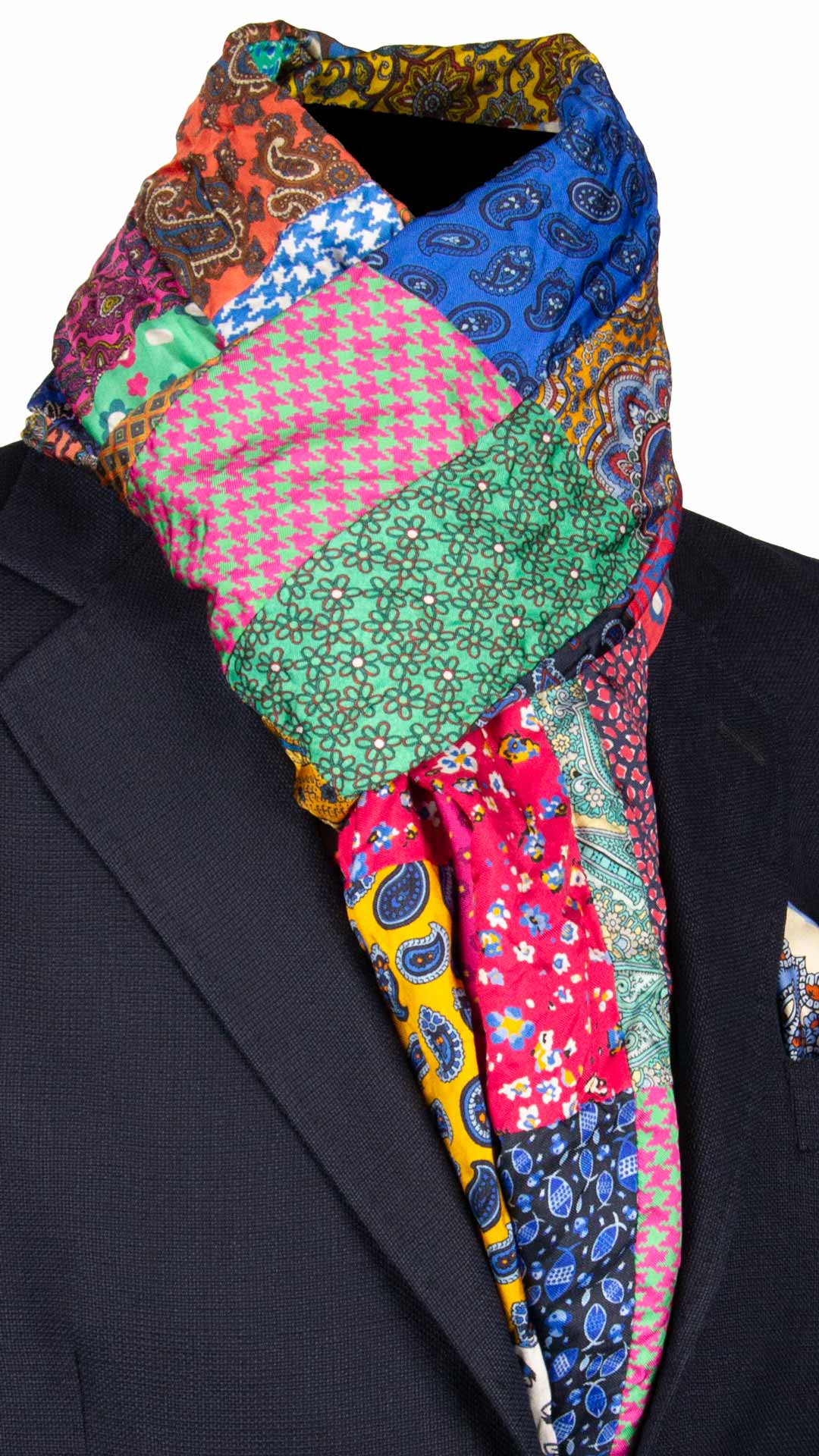 Sciarpa-di-Seta-Vintage-Patchwork-Fantasia-Multicolor- S655