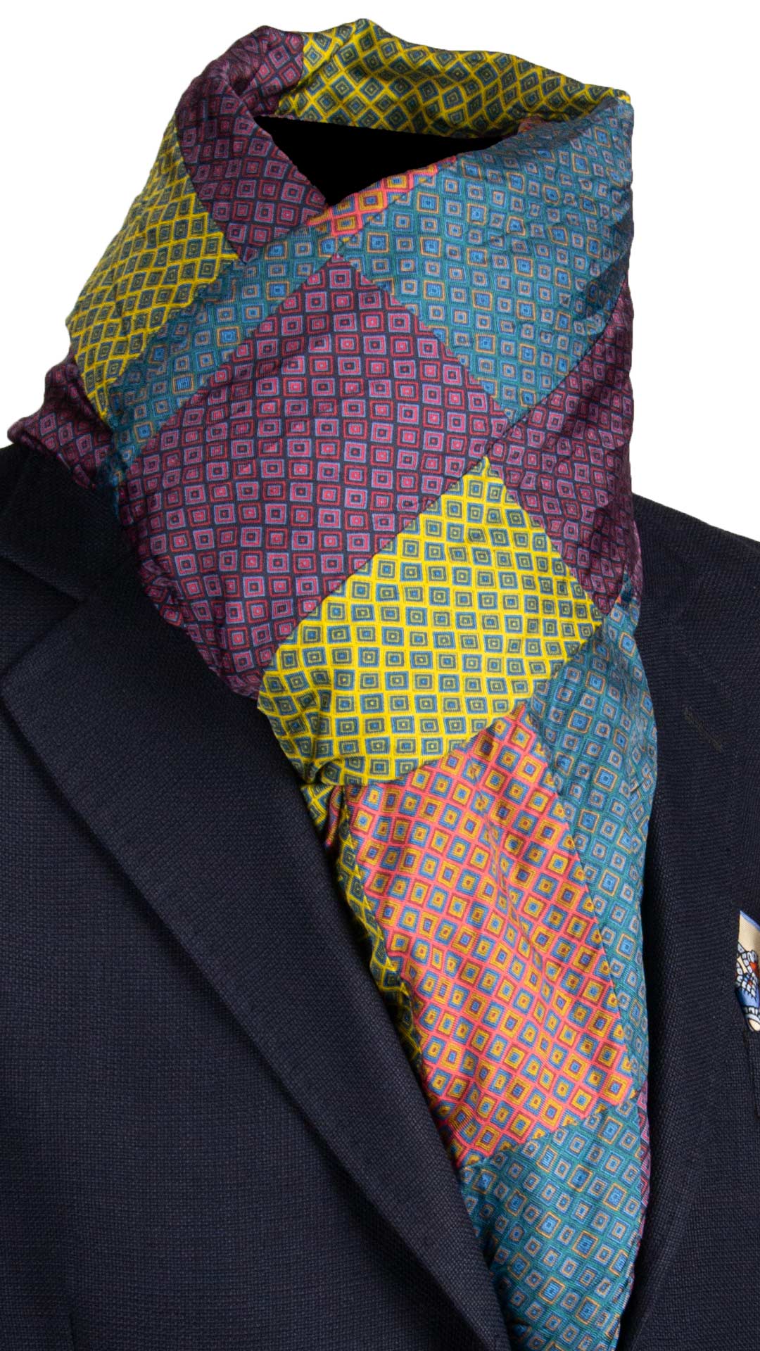 Sciarpa-di-Seta-Vintage-Patchwork-Fantasia-Multicolor- S685