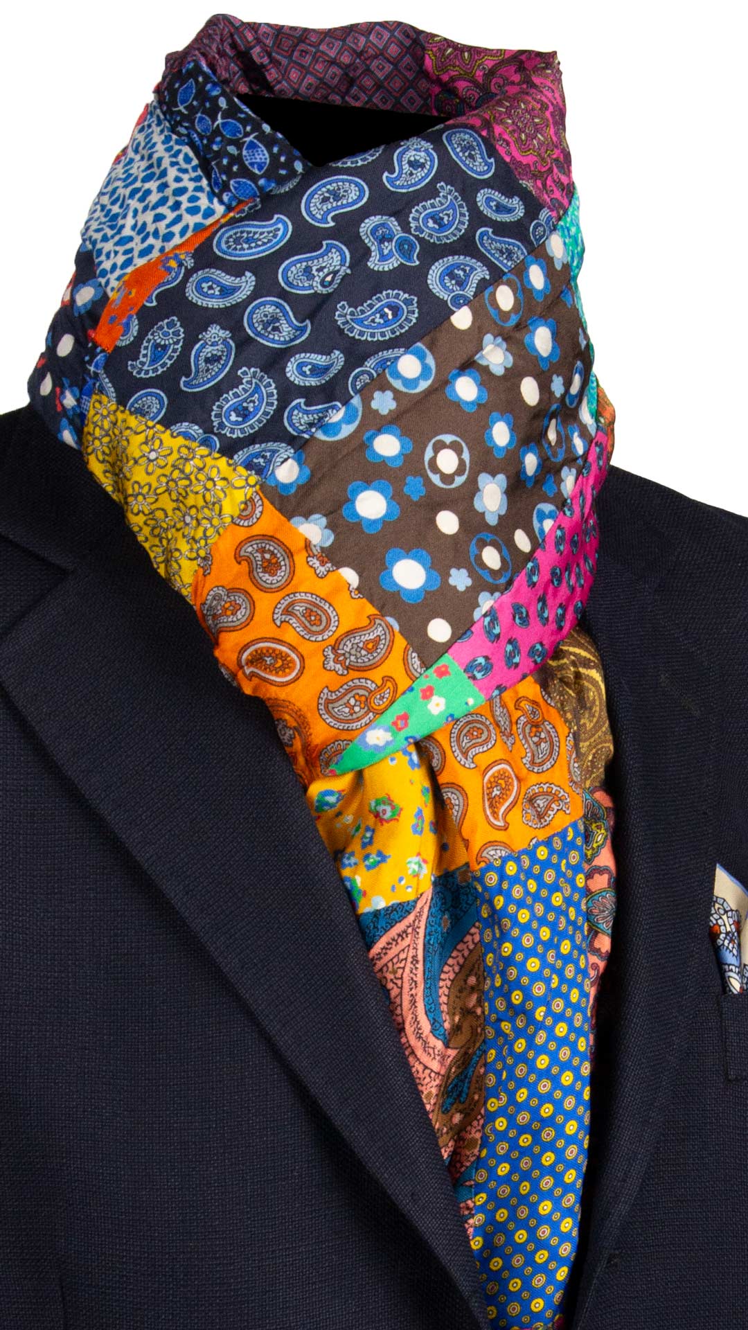 Sciarpa-di-Seta-Vintage-Patchwork-Fantasia-Multicolor- S690