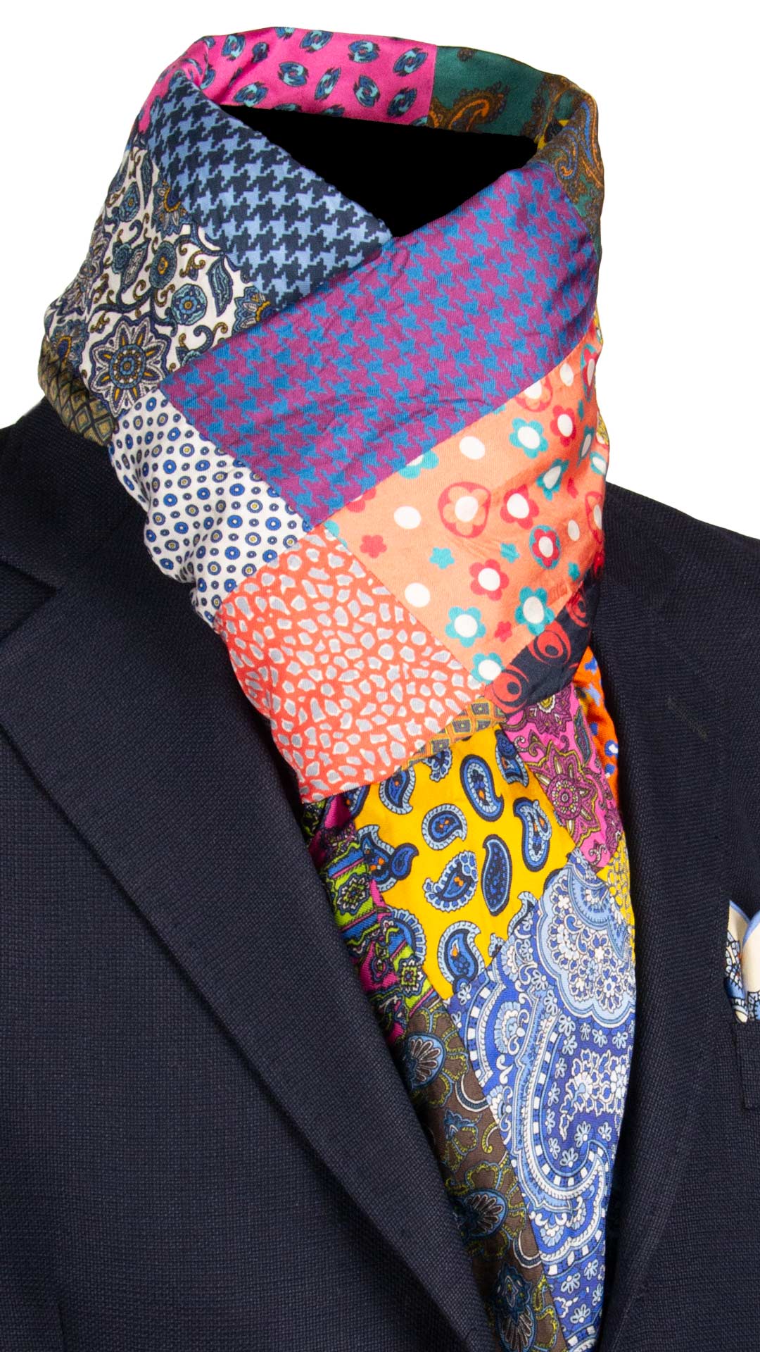 Sciarpa-di-Seta-Vintage-Patchwork-Fantasia-Multicolor- S696