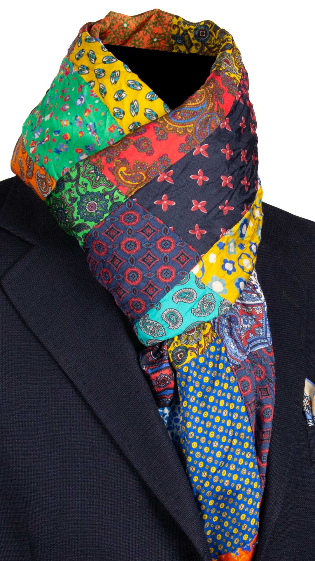 Sciarpa-di-Seta-Vintage-Patchwork-Fantasia-Multicolor- S699