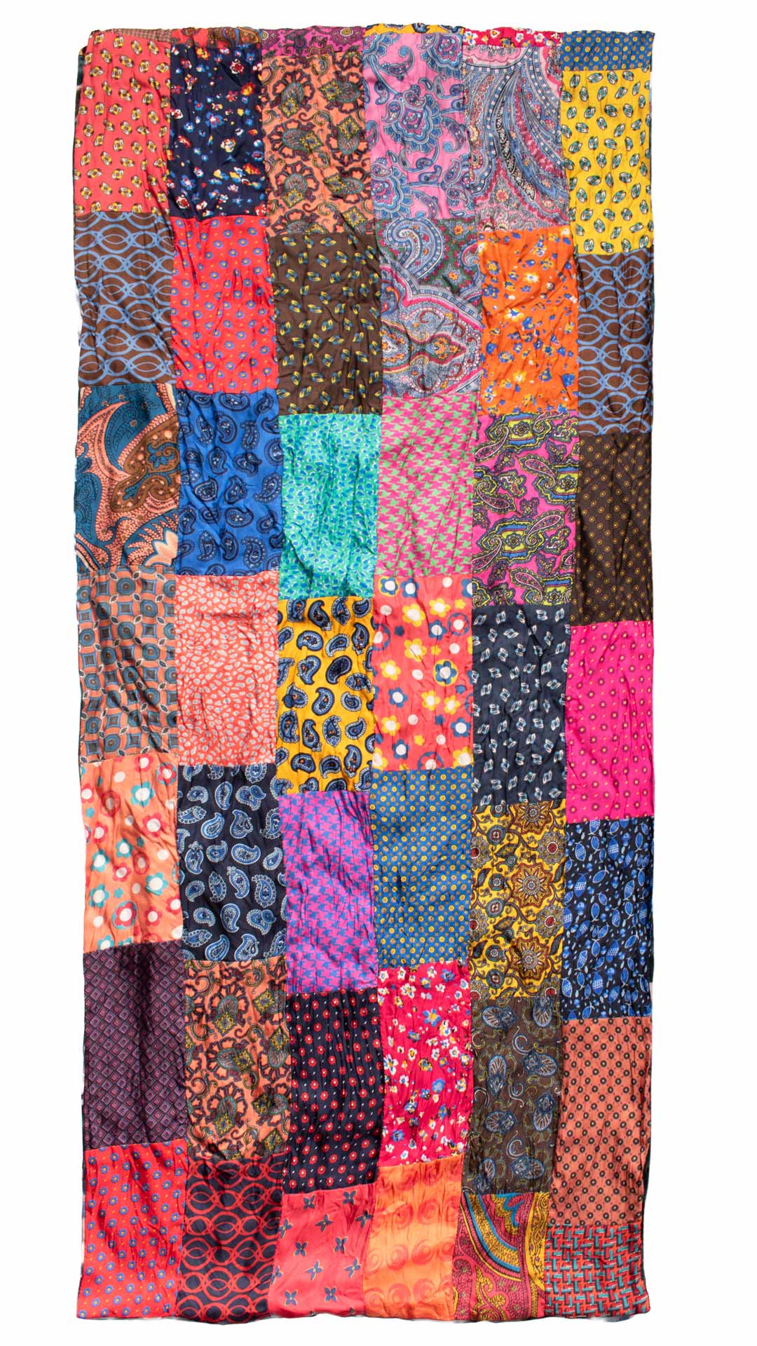 Sciarpa di Seta Vintage Patchwork Fantasia Multicolor S712 Made in Italy Graffeo Cravatte Intera