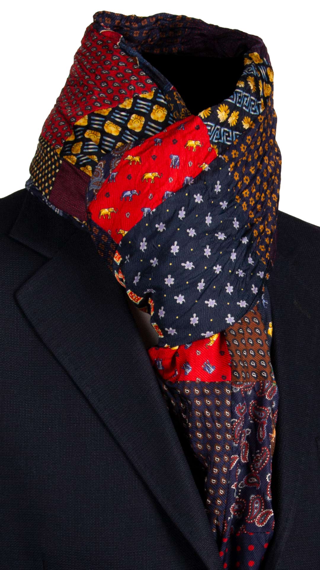 Sciarpa di Seta Vintage Patchwork Fantasia Multicolor S740 Made in Italy Graffeo Cravatte