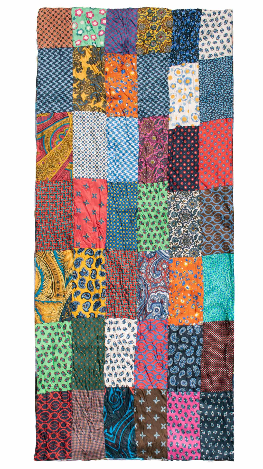 Sciarpa di Seta Vintage Patchwork Fantasia Multicolor S754 Made in Italy Graffeo Cravatte Intera