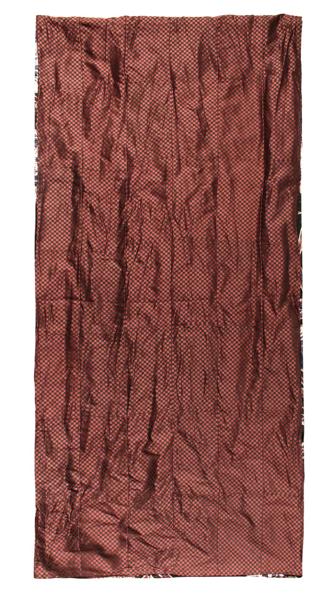 Sciarpa di Seta Vintage Patchwork a Scacchi Ruggine Grigio Antracite S767 Made in Italy Graffeo Cravatte Intera