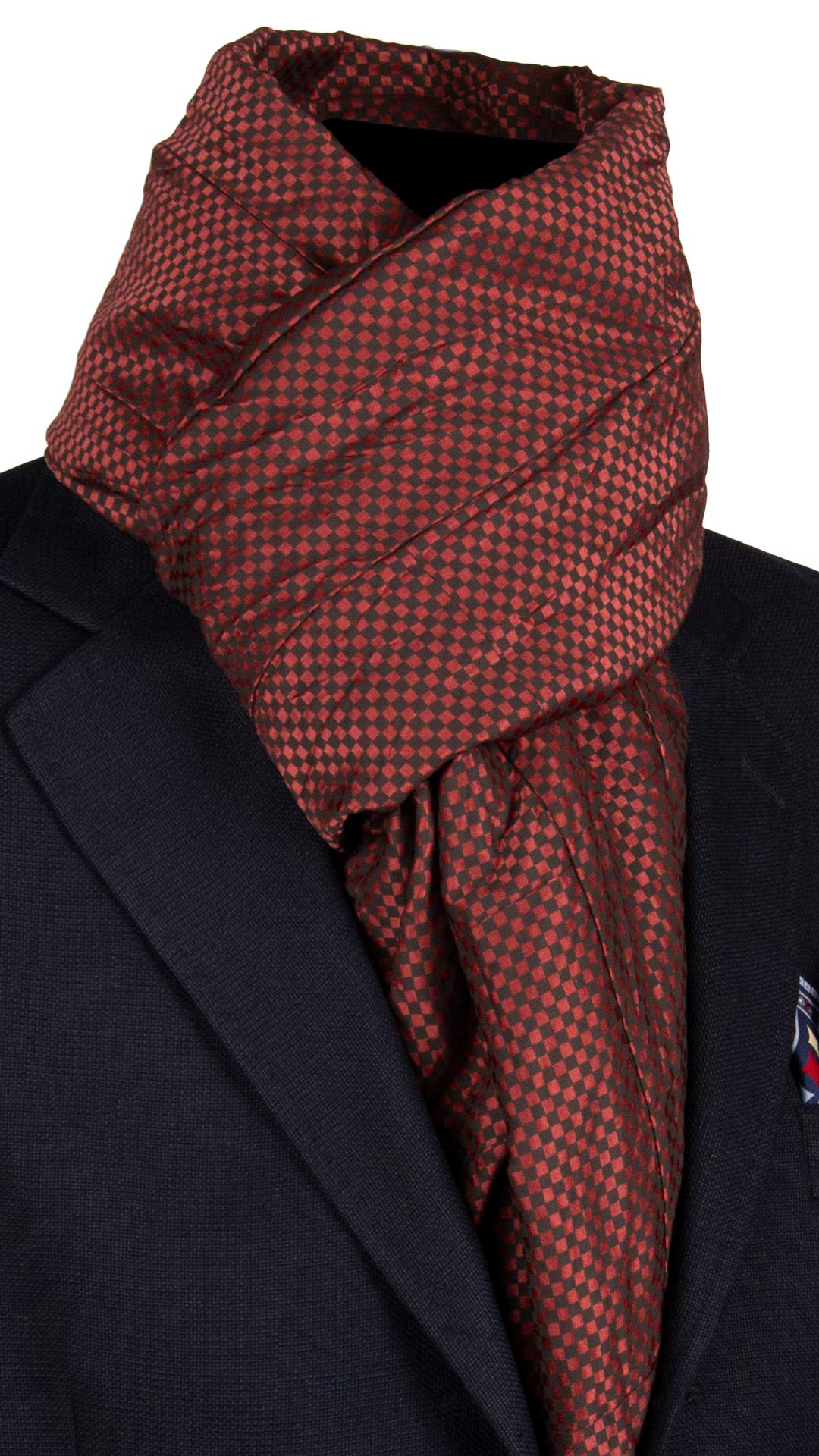 Sciarpa di Seta Vintage Patchwork a Scacchi Ruggine Grigio Antracite S767 Made in Italy Graffeo Cravatte