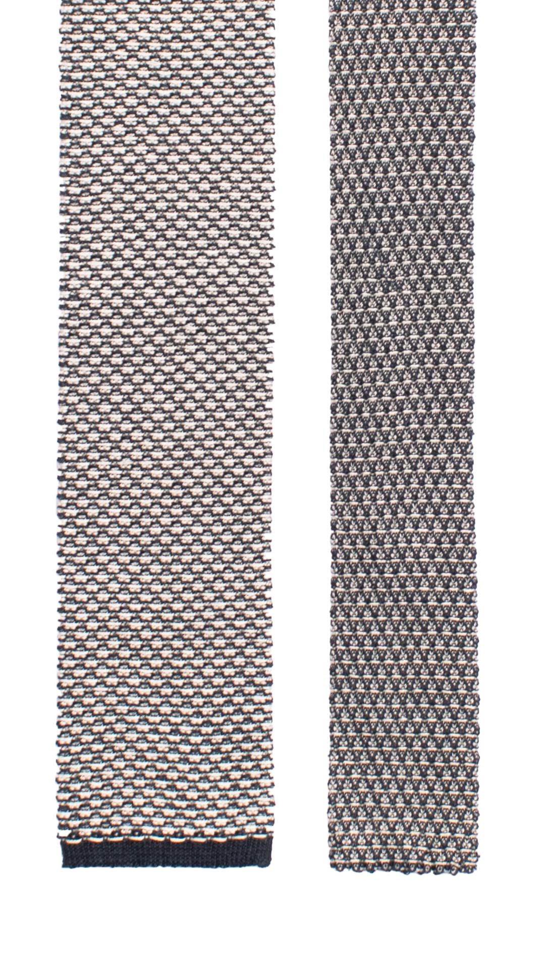 Cravatta Tricot in Maglia di Cotone Blu Grigia Bianca Fantasia TRI738 Graffeo Cravatte Made in Italy Pala