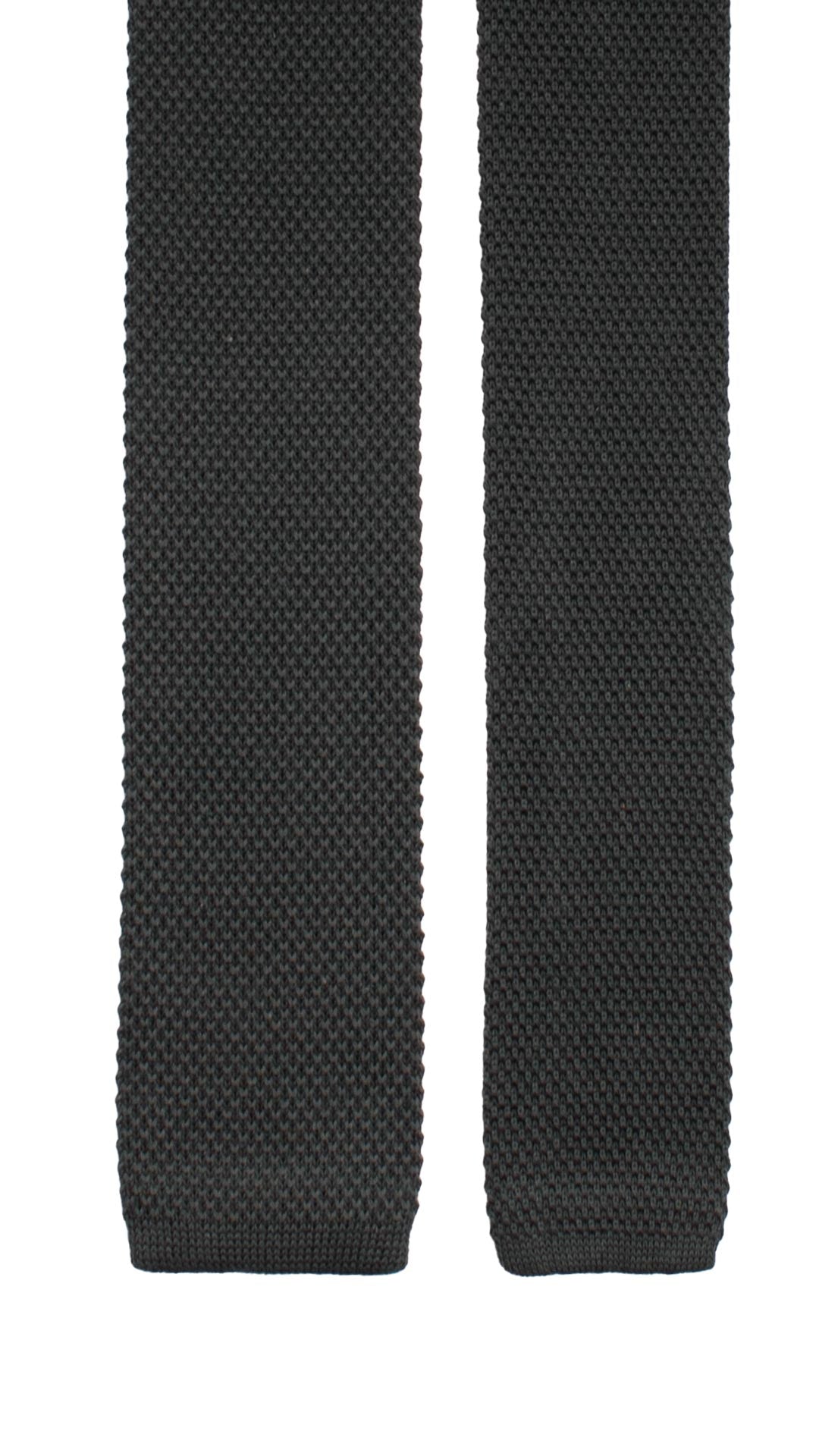 Man Dark Grey Knitted Cotton Tie Solid Color TRI953