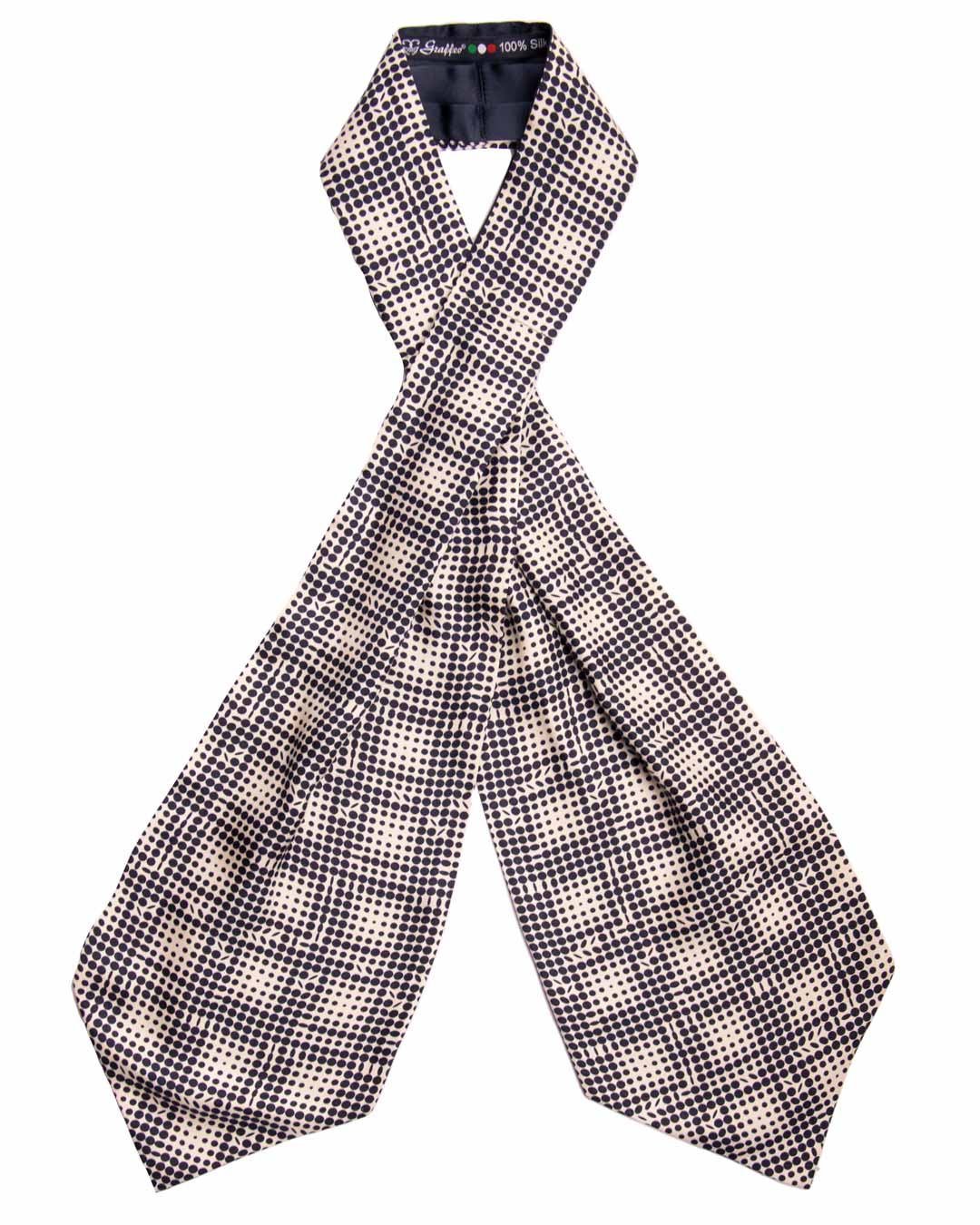 Ascot Stampa di Seta Blu Fantasia Bianca Made in Italy Graffeo Cravatte