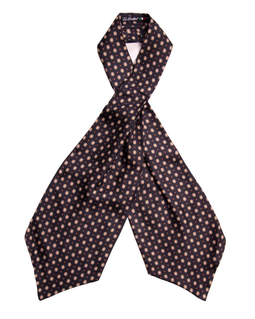 Ascot Stampa di Seta Blu Fantasia Bianca Bordeaux Beige Made in Italy Graffeo Cravatte