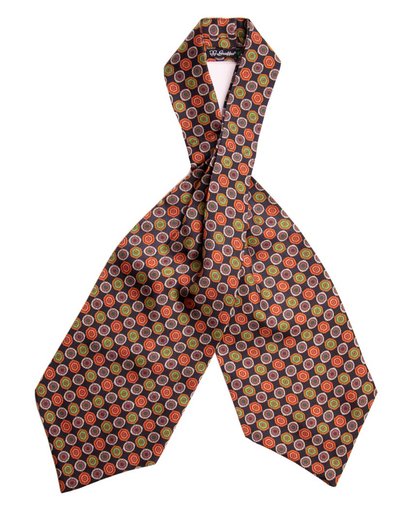 Ascot Stampa di Seta Blu Fantasia Multicolor Made in Italy Graffeo Cravatte