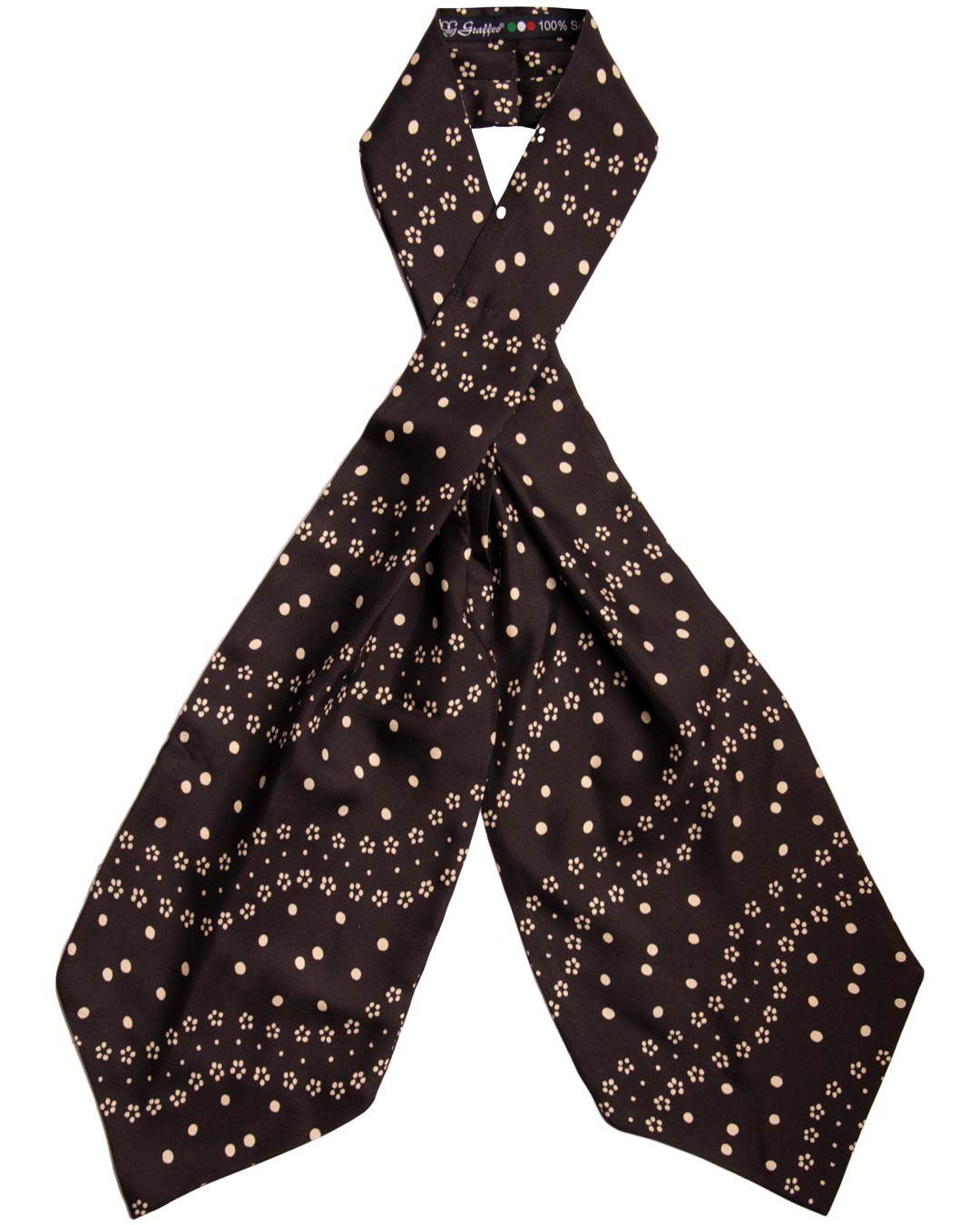 Ascot Stampa di Seta Blu Notte Fantasia Bianco Sporco Made in Italy graffeo Cravatte