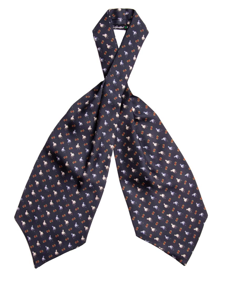 Ascot Stampa di Seta Blu con Animali Made in Italy Graffeo Cravatte