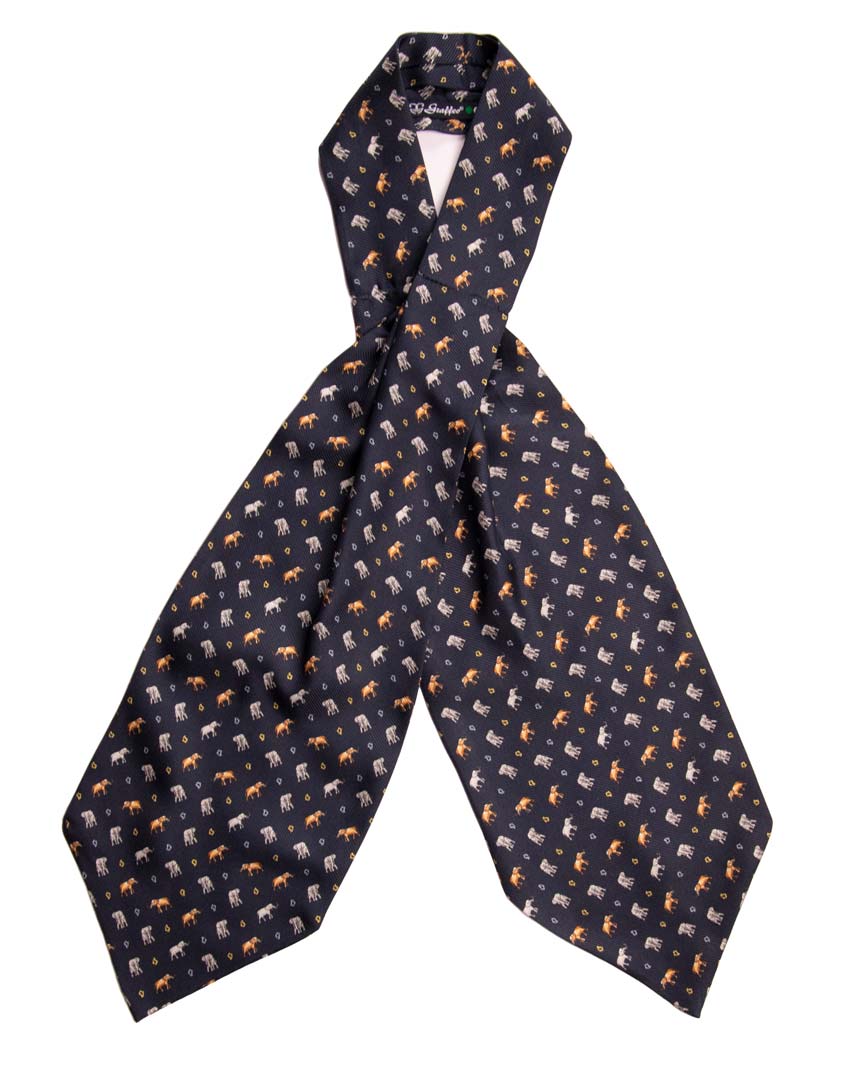 Ascot Stampa di Seta Blu con Animali Made in Italy Graffeo Cravatte