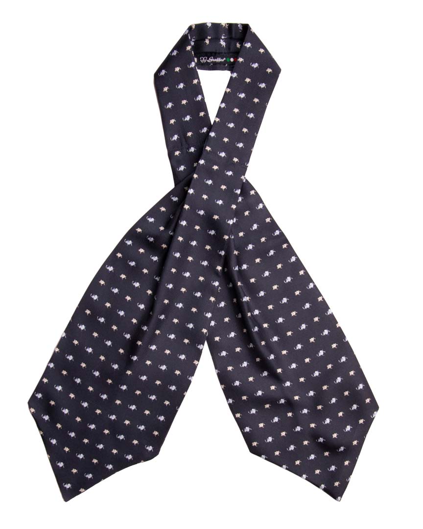 Ascot Stampa di Seta Blu con Animali Made in Italy Graffeo Cravatte