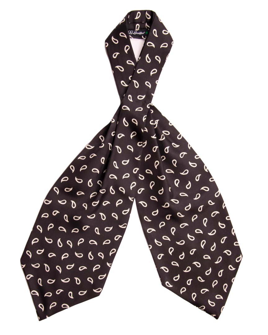 Ascot Stampa di Seta Blu Notte Paisley Bianco Made in Italy graffeo Cravatte
