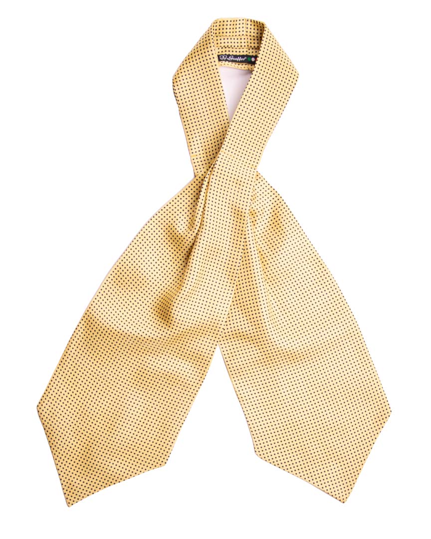 Ascot Stampa di Seta Giallo a Pois Blu Made in Italy Graffeo Cravatte