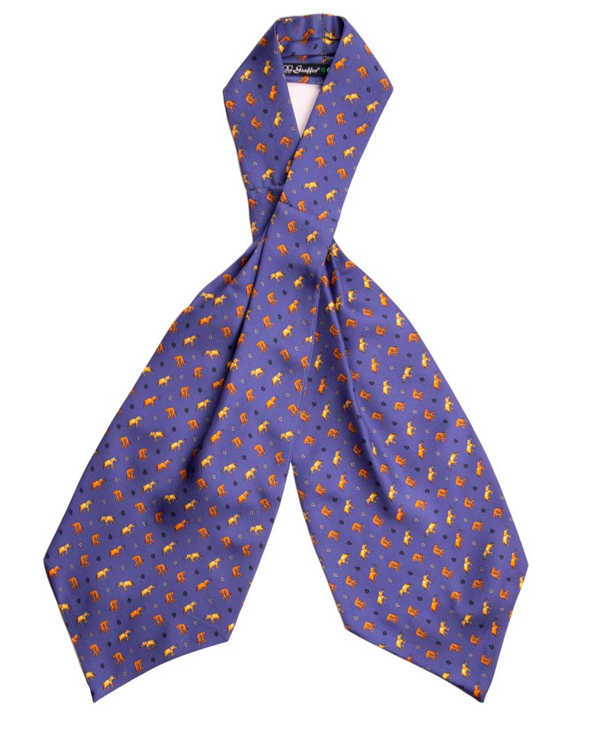 Ascot Stampa di Seta Lavanda conAnimali Made in Italy Graffeo Cravatte