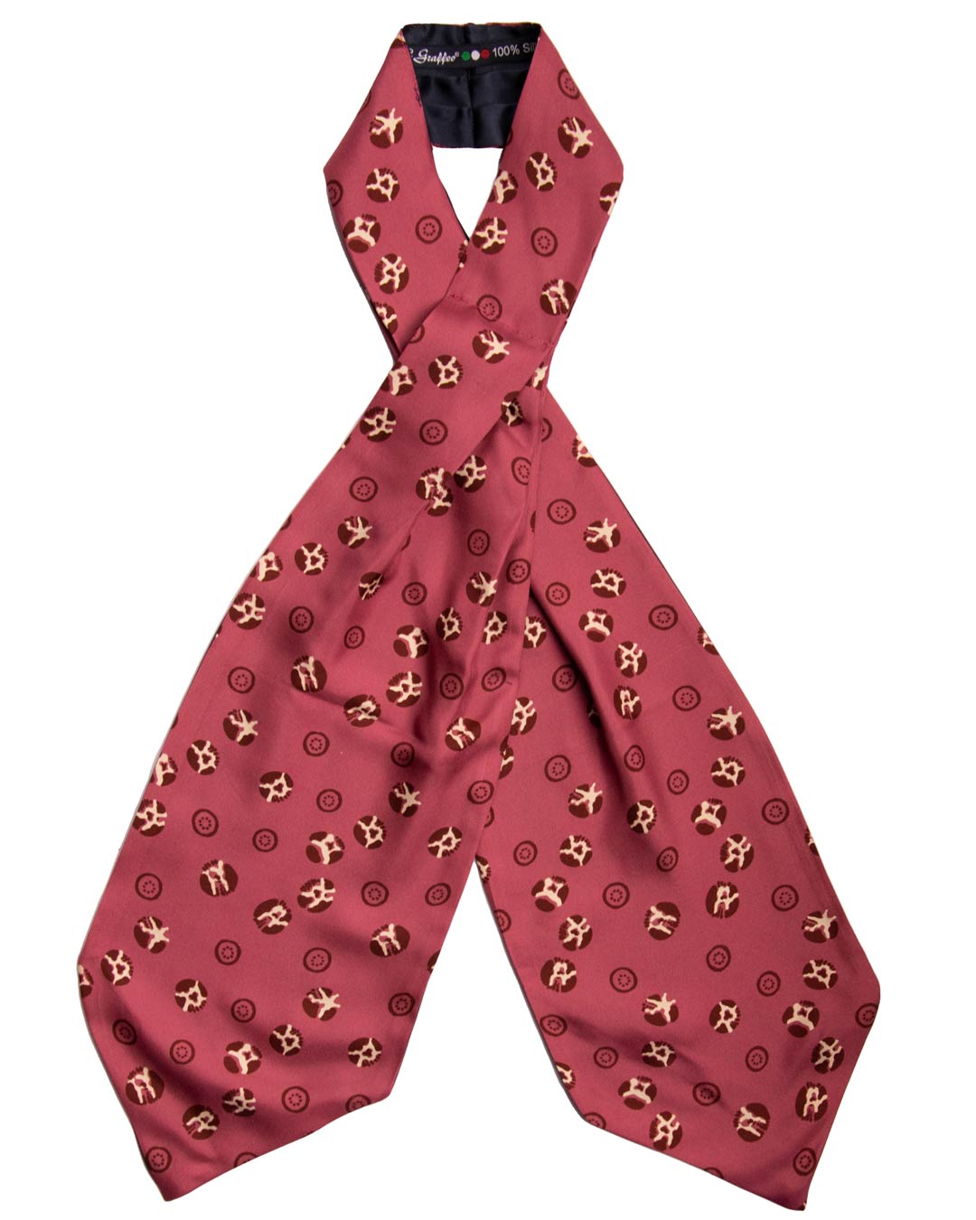 Ascot Stampa di Seta Magenta Fantasia Bordeaux Bianca Made in Italy graffeo Cravatte