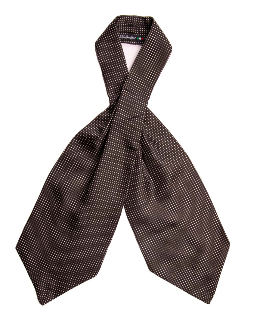 Ascot Stampa di Seta Nero a Pois Bianchi Made in Italy Graffeo Cravatte