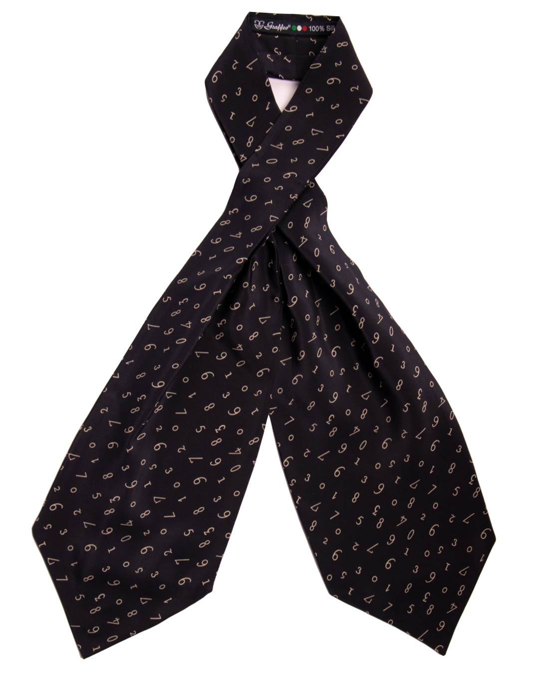 Ascot in Crepe de Chine di Seta Blu Fantasia Grigia Made in Italy Graffeo Cravatte