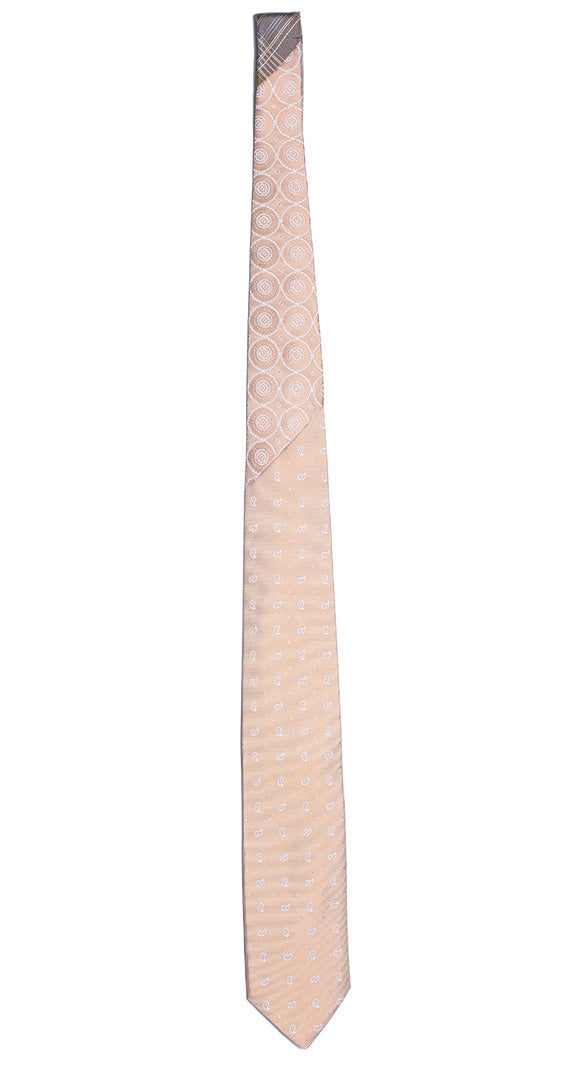 Cravatta Beige Chiaro Paisley Bianco Nodo in Contrasto Beige Chiaro Fantasia Bianca Made in Italy Graffeo Cravatte Intera