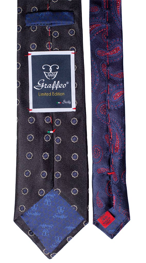 Cravatta Blu Fantasia Bluette Nodo in Contrasto Bluette Made in Italy Graffeo Cravatte Pala