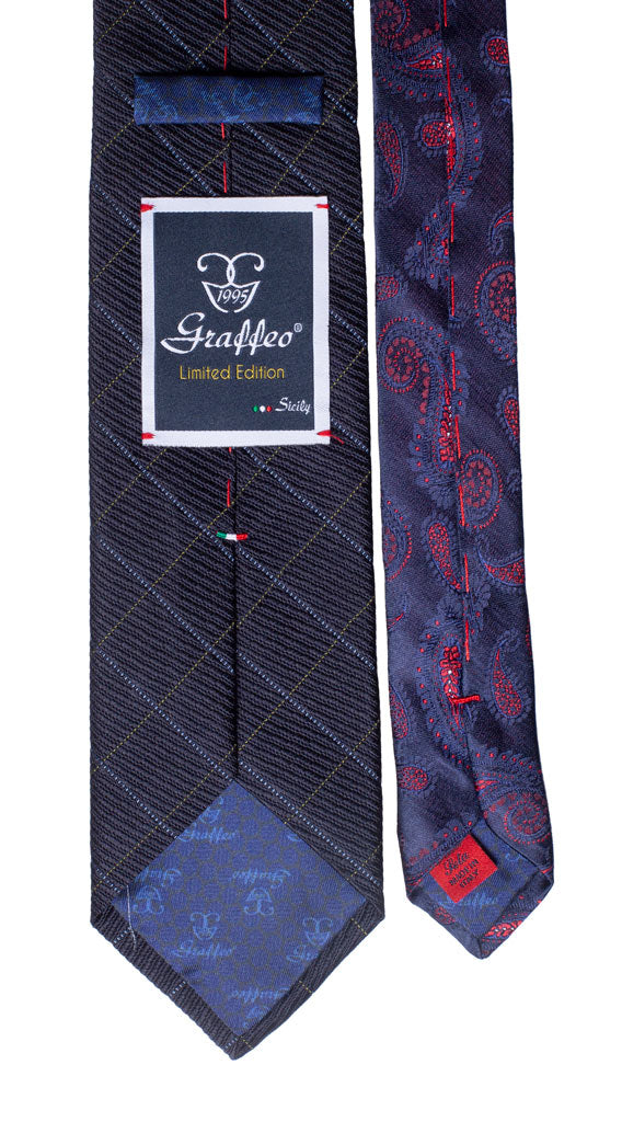 Cravatta Blu a Quadri Celeste Verde Nodo in Contrasto Verde Blu Bianca Made in Italy Graffeo Cravatte Pala