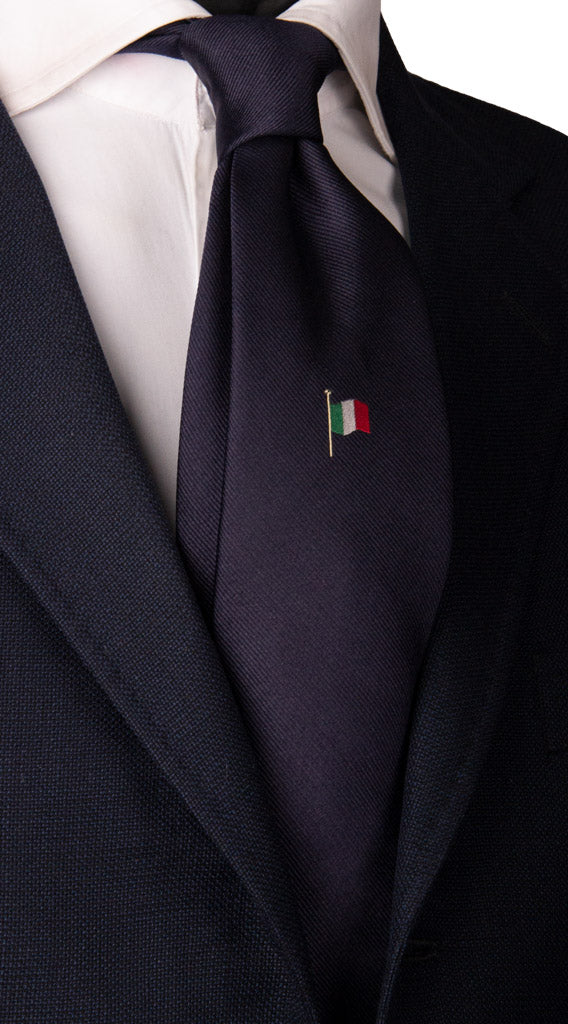 Cravatta Blu Con Bandiera Tricolore Italiana Made in Italy Graffeo Cravatte