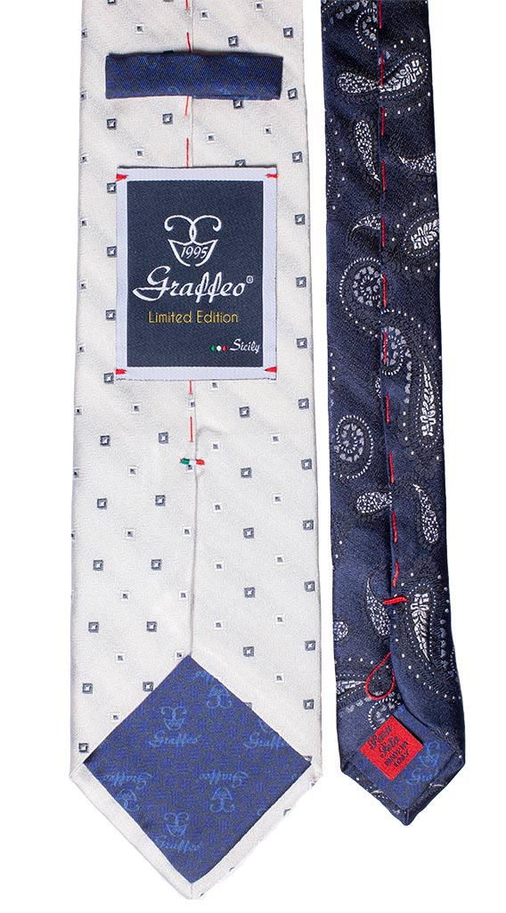 Cravatta Cerimonia Biancospino Fantasia Grigia Nodo in Contrasto Grigio Made in Italy Graffeo Cravatte Pala