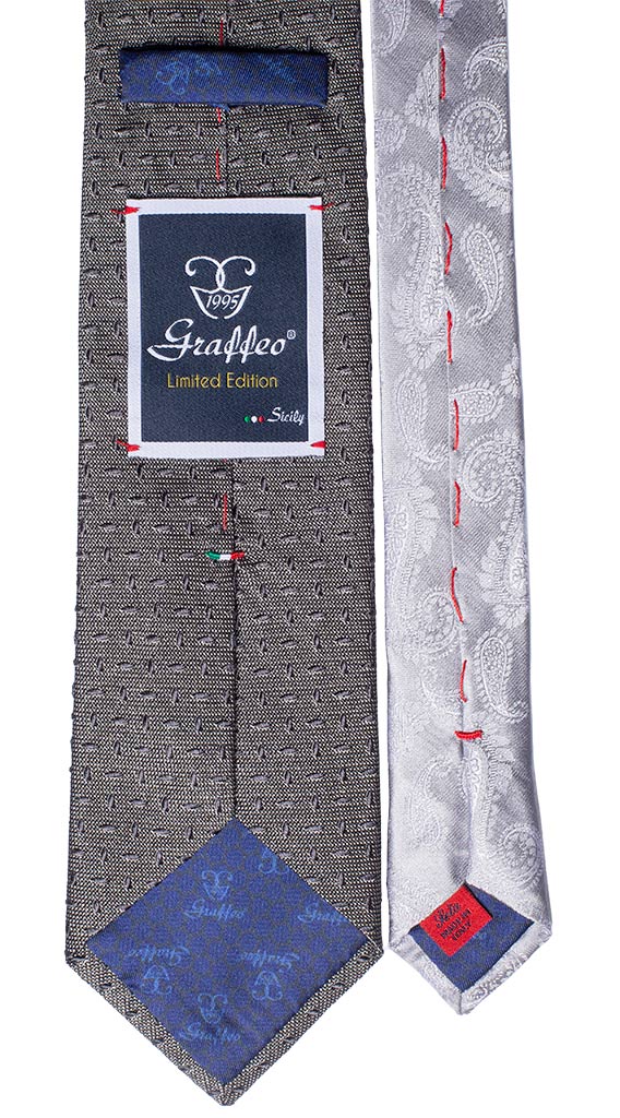 Cravatta Cerimonia Grigia Nodo in Contrasto Grigio a Fiori Made in italy Graffeo Cravatte pala