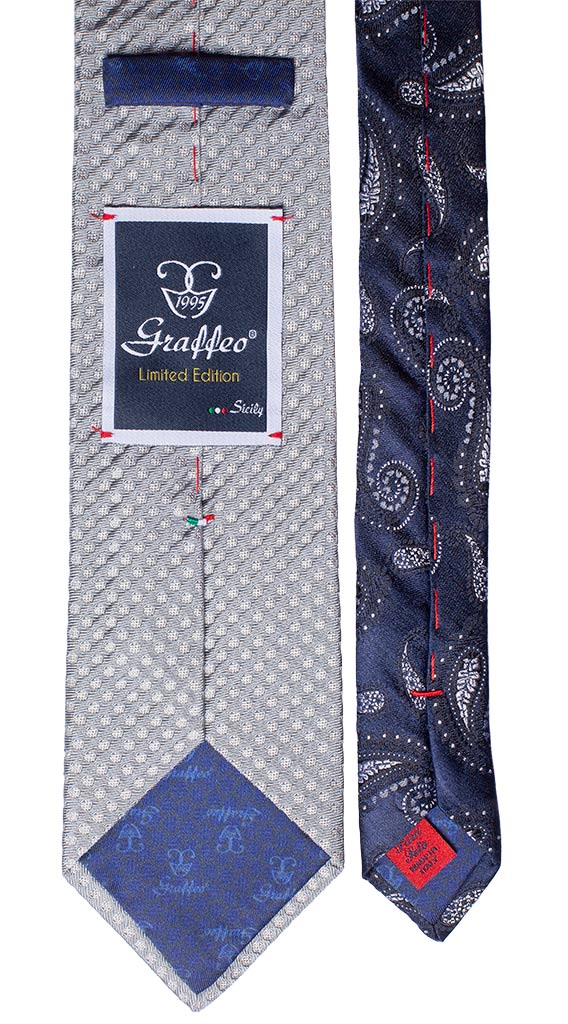 Cravatta Cerimonia Grigia Pois Argento Nodo in Contrasto Grigio Made in Italy Graffeo Cravatte Pala