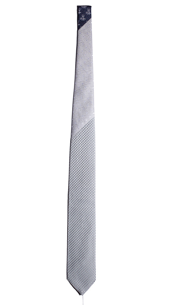 Cravatta Cerimonia Grigia Pois Argento Nodo in Contrasto Grigio a Pois Made in Italy Graffeo Cravatte Intera