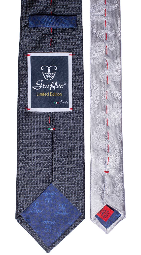 Cravatta Cerimonia Grigio Scuro Nodo in Contrasto Argento Made in Italy Graffeo Cravatte Pala