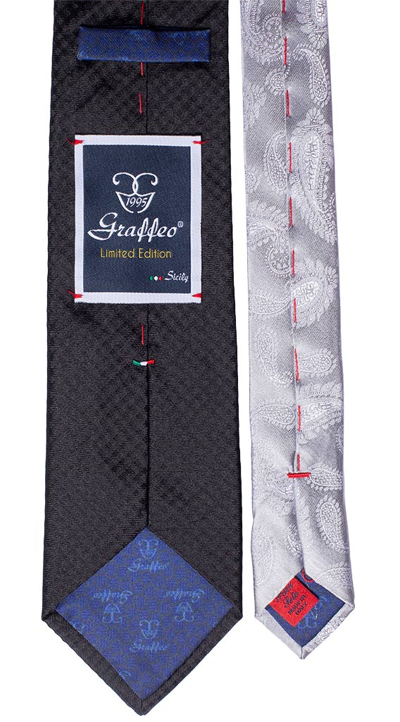 Cravatta Cerimonia Nera Nodo in Contrasto Bianco Nero Made in Italy Graffeo Cravatte Pala