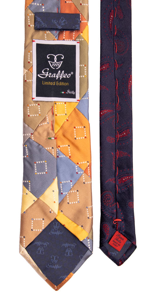 Cravatta Mosaico Patchwork di Seta Fantasia Multicolor Made in Italy graffeo Cravatte Pala