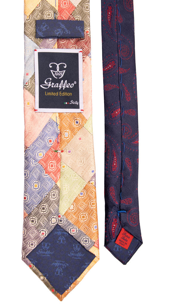 Cravatta Mosaico Patchwork di Seta Fantasia Multicolor Made in Italy Graffeo Cravatte Pala