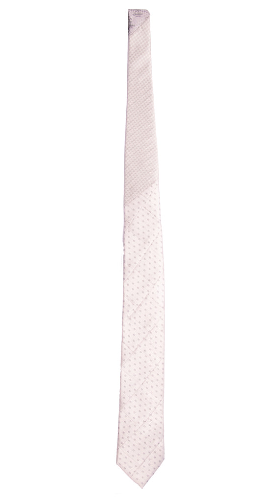 Cravatta Mosaico Patchwork di Seta Grigio Perla Fantasia Made in Italy Graffeo Cravatte Intera