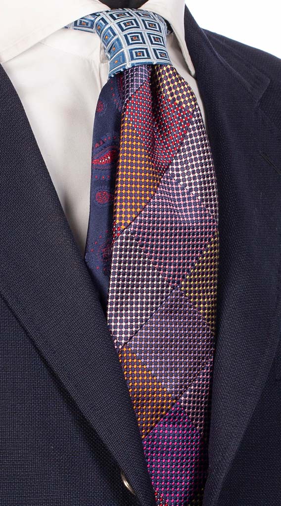 Cravatta Mosaico Patchwork di Seta Multicolor Made in Italy Graffeo Cravatte