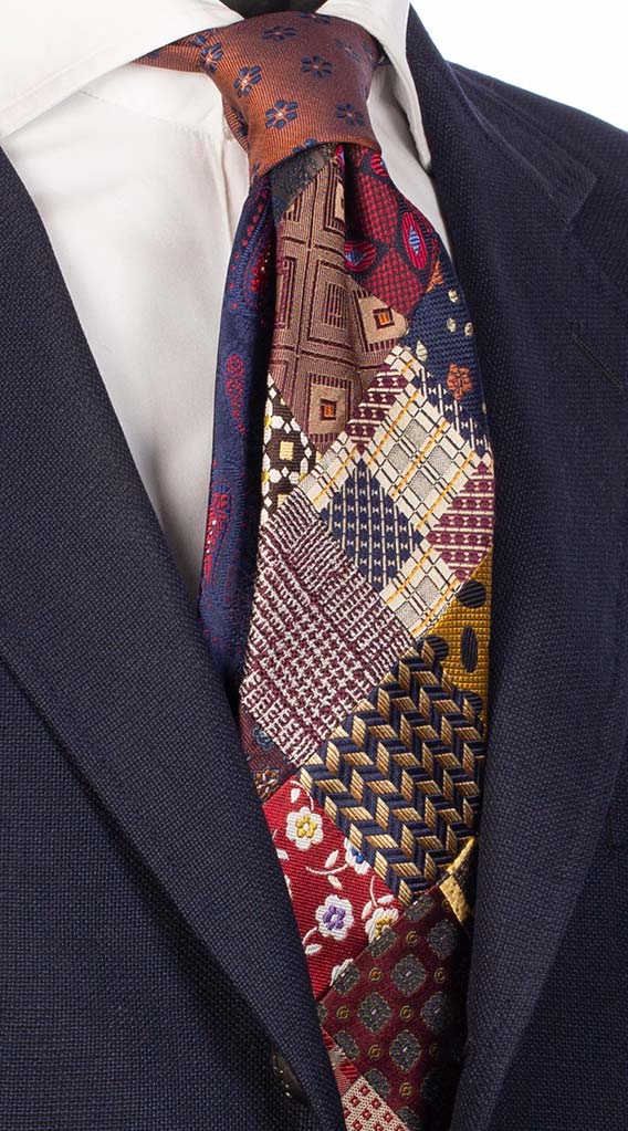 Cravatta Mosaico Patchwork di Seta Multicolor Made in Italy Graffeo Cravatte
