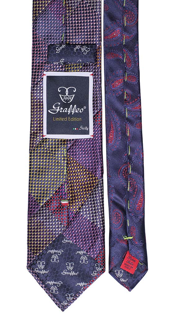 Cravatta Mosaico Patchwork di Seta Multicolor Made in Italy Graffeo Cravatte Pala