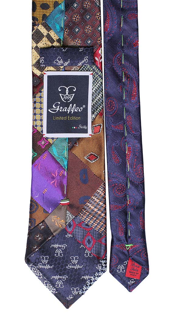 Cravatta Mosaico Patchwork di Seta Multicolor Made in Italy Graffeo Cravatte Pala