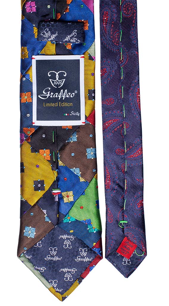 Cravatta Mosaico Patchwork di Seta Multicolor Made in Italy Graffeo Cravatte Pala