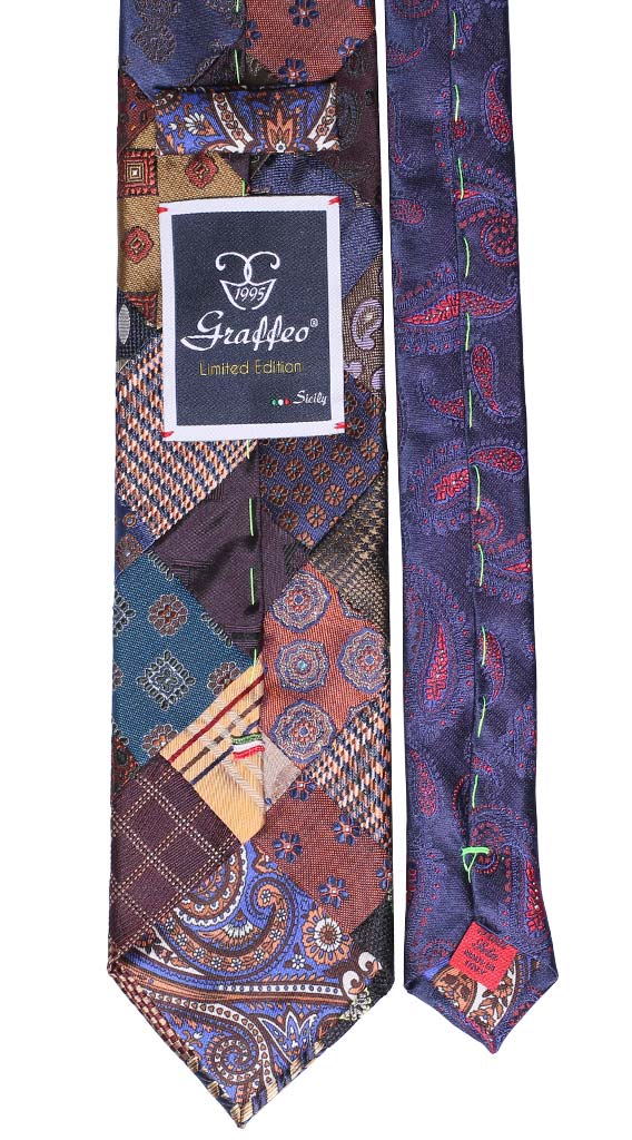 Cravatta Mosaico Patchwork di Seta Multicolor Made in Italy Graffeo Cravatte Pala