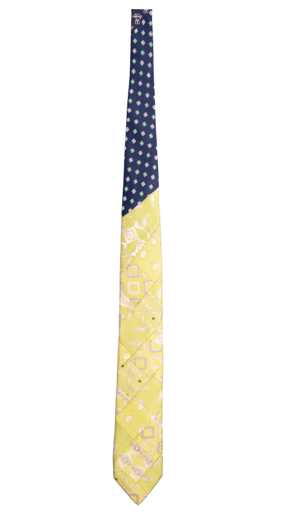 Cravatta Mosaico Patchwork di Seta Verde Fantasia Made in Italy Graffeo Cravatte Intera