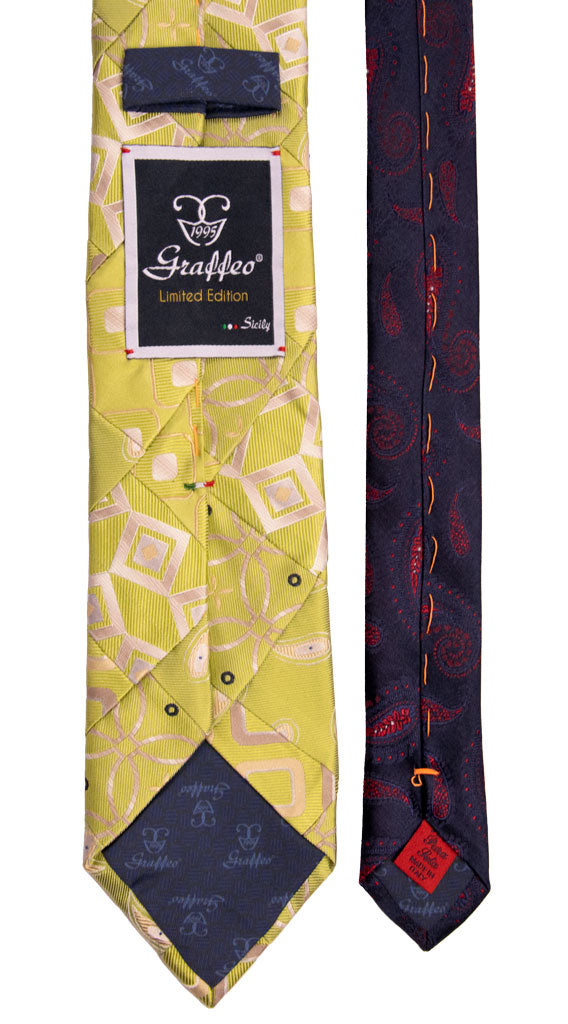 Cravatta Mosaico Patchwork di Seta Verde Fantasia Made in Italy graffeo Cravatte Pala