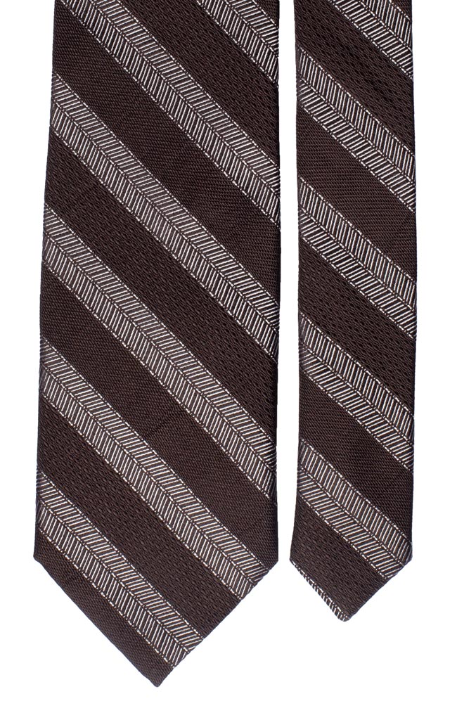Cravatta Regimental Righe Marrone Bruciato Bianche Made in Italy Graffeo Cravatte Pala