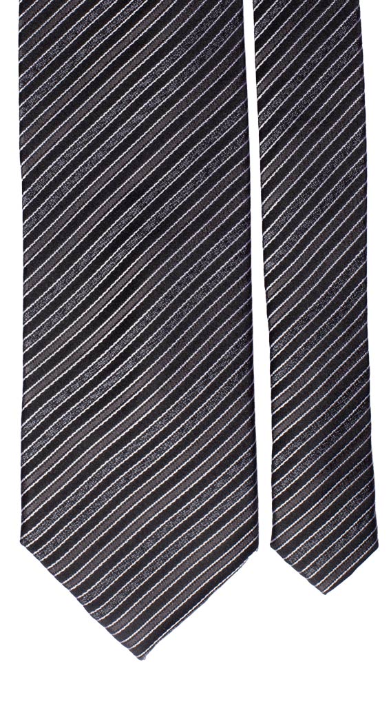 Cravatta Regimental da Cerimonia Righe Nera Grigio scuro Bianca Made in italy graffeo Cravatte Pala